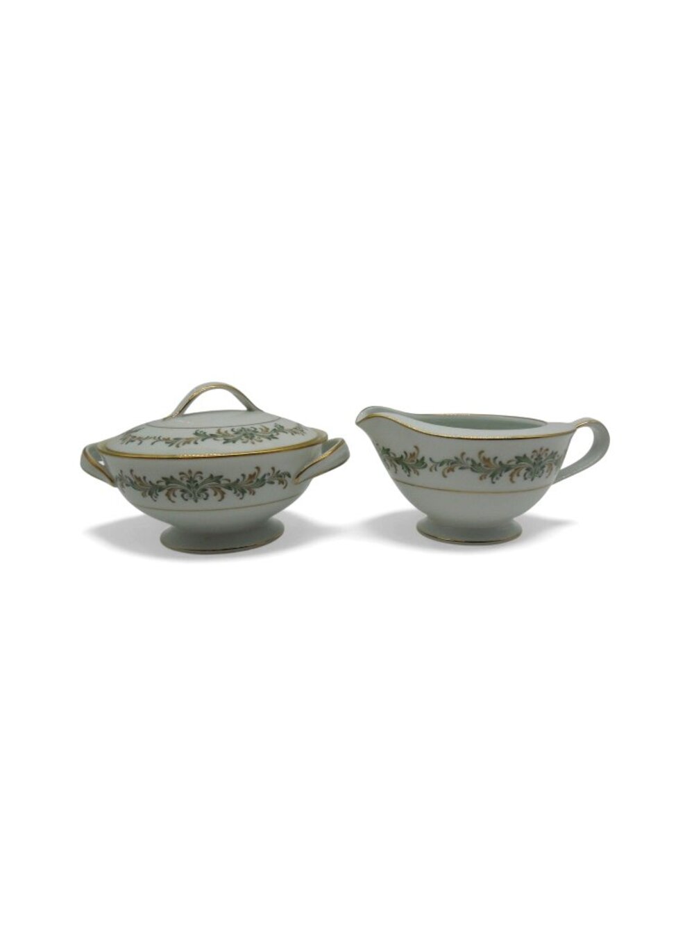 Vintage Noritake Barcelona 6673 Creamer Sugar Bowl Set Gold Trim Japan